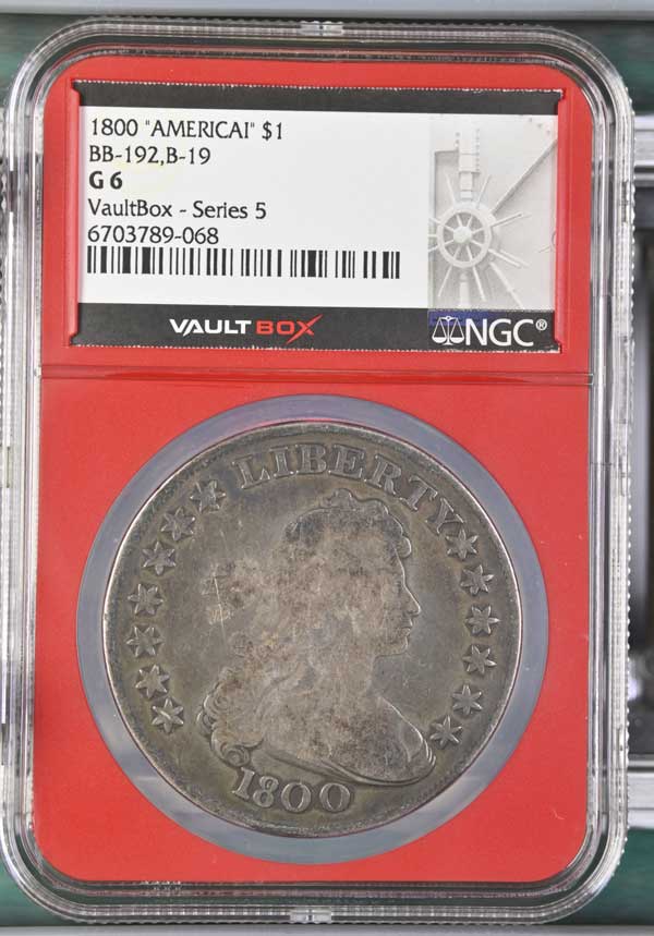 1800 Americai BB-192 B-19 $1 Draped Bust Silver Dollar NGC G6 - Series 5