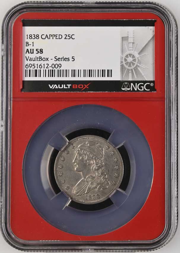 1838 Capped B-1 Bust Quarter NGC AU58 - Series 5