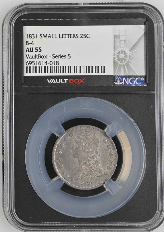 1831 Small Letters B-4 Capped Bust Quarter NGC AU55 - Series 5