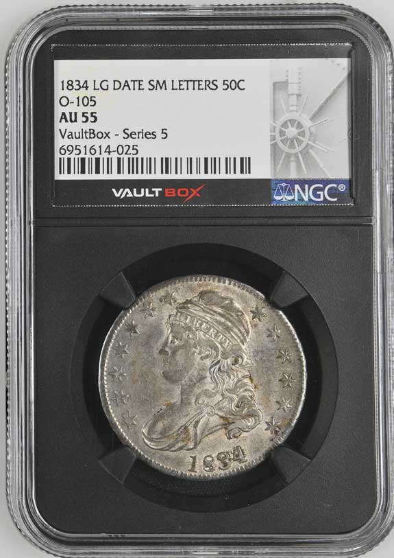 1834 LG Date SM Letters O-105 Capped Bust Half Dollar NGC AU55 - Series 5