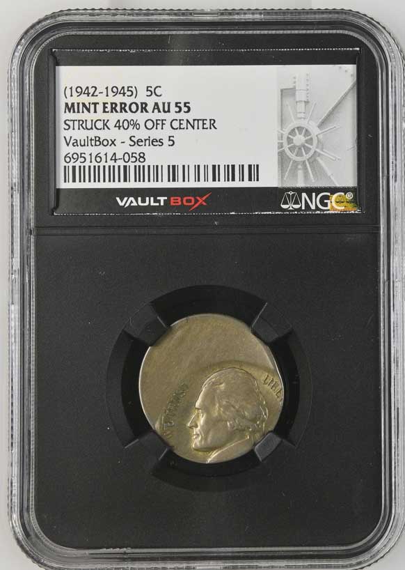 (1942-1945) Struck 40% Off-Center Jefferson Nickel NGC Mint Error AU55 - Series 5