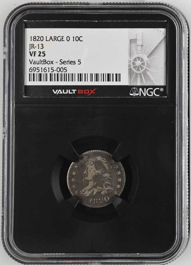 1820 Large 0 JR-13 Capped Bust Dime NGC VF25 - Series 5