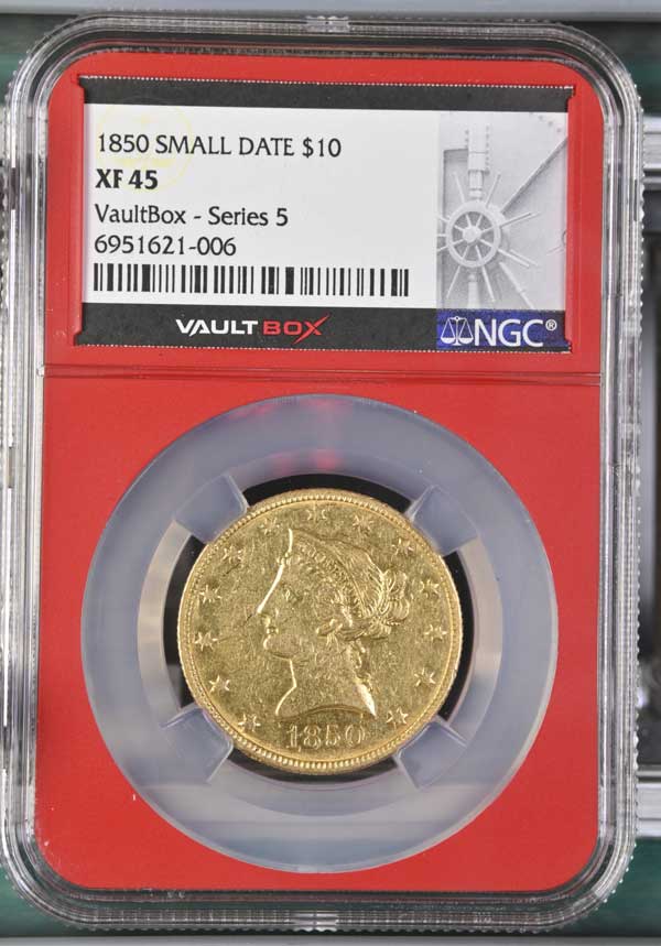 1850 Small Date $10 Liberty Head Eagle Gold NGC XF45 - Series 5