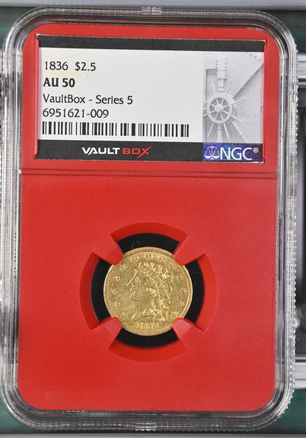 1836 $2.50 Classic Head Quarter Eagle Gold NGC AU50 - Series 5