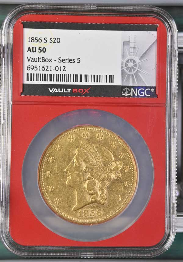 1856-S $20 Liberty Head Double Eagle Gold NGC AU50 - Series 5
