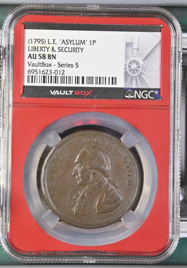(1795) L.E. 'Asylum' Washington Liberty & Security Colonial Pence NGC AU58BN - Series 5