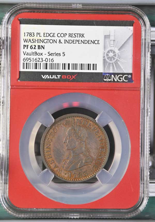 1783 PL Edge Cop Restrike Washington & Indepence NGC PF62BN - Series 5