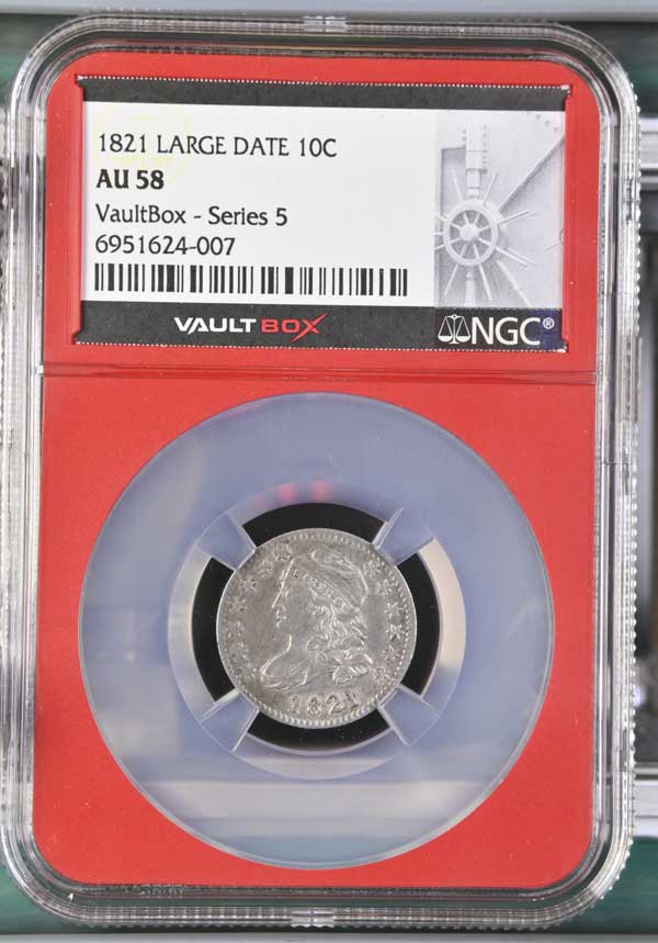 1821 Large Date Capped Bust Dime NGC AU58 - Series 5