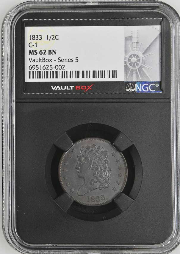1833 C-1 Classic Head Half Cent NGC MS62BN - Series 5