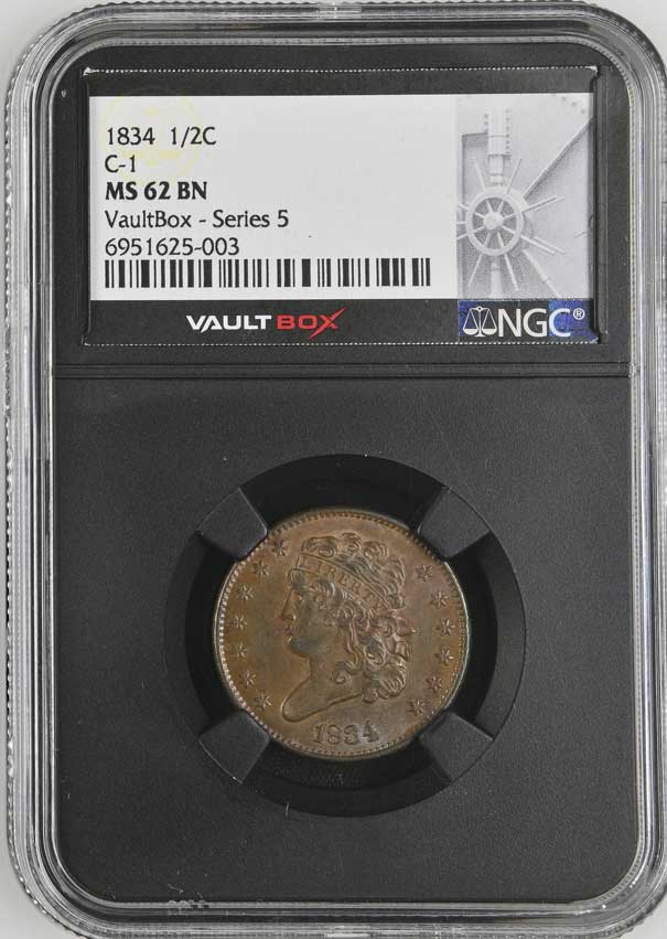 1834 C-1 Classic Head Half Cent NGC MS62BN - Series 5