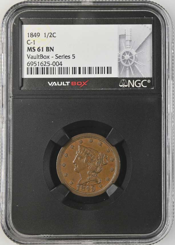 1849 C-1 Braided Hair Half Cent NGC MS61BN - Series 5