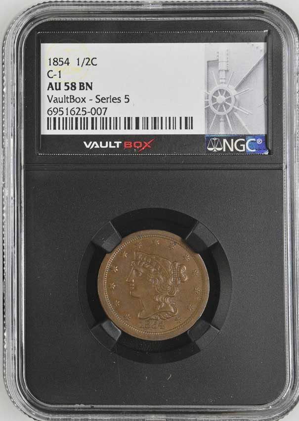 1854 C-1 Braided Hair Half Cent NGC AU58BN - Series 5