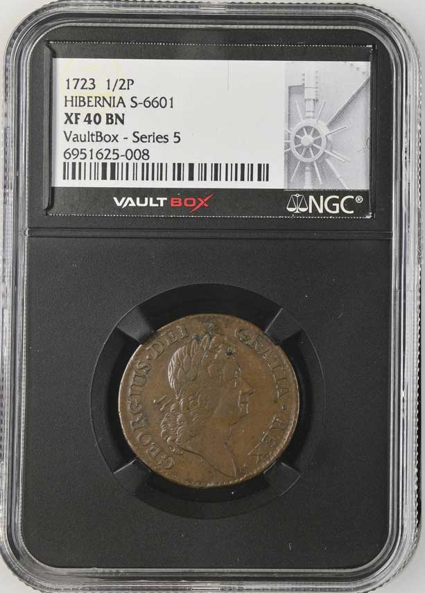 1723 Hibernia S-6601 Colonial Half Pence NGC XF40BN - Series 5