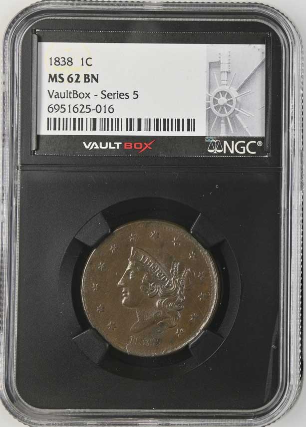 1838 Coronet Head Large Cent NGC MS62BN - Series 5