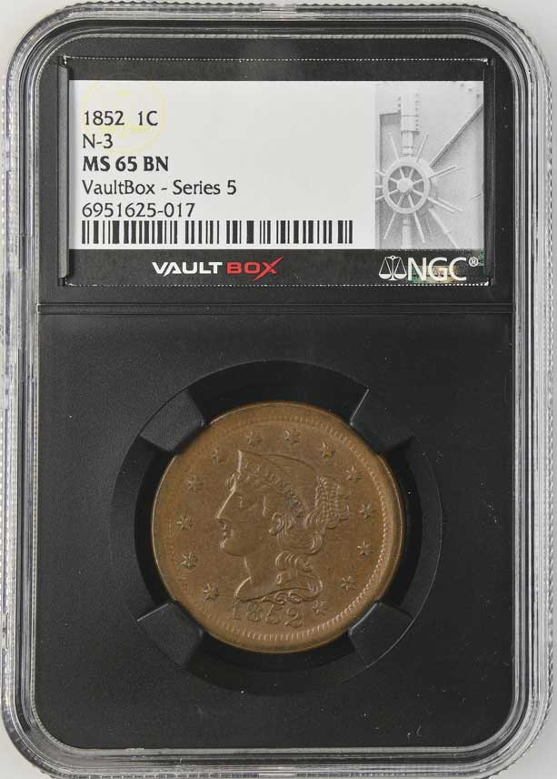 1852 N-3 Braided Hair Large Cent NGC MS65BN - Series 5