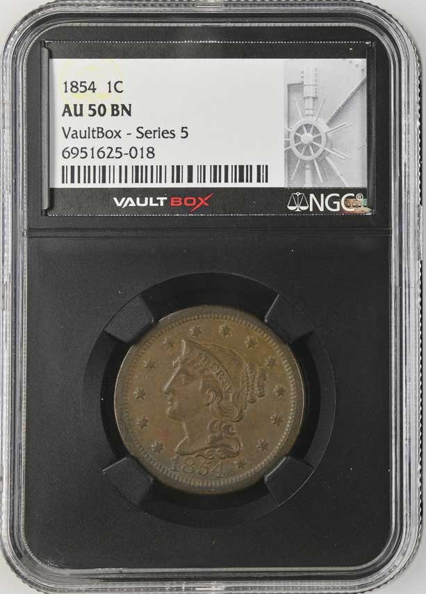 1854 Braided Hair Large Cent NGC AU50BN - Series 5