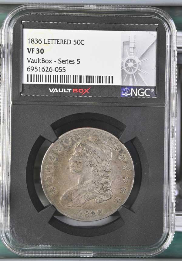 1836 Lettered Capped Bust Half Dollar NGC VF30 - Series 5