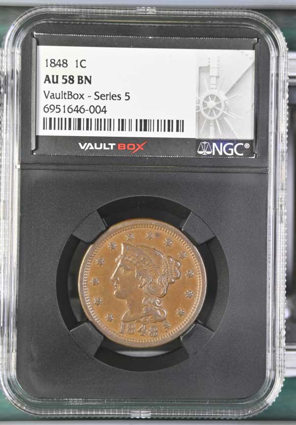 1848 Braided Hair Large Cent NGC AU58BN - Series 5