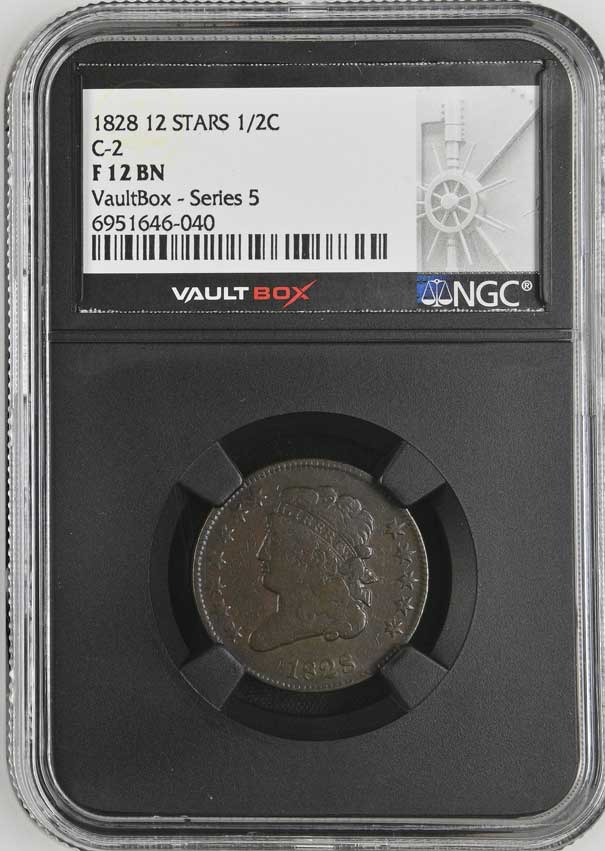 1828 12 Stars C-2 Classic Head Half Cent NGC F12BN - Series 5
