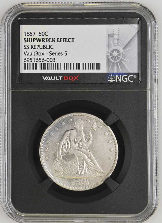 1857 SS Republic Seated Liberty Half Dollar NGC Shipwreck Effect - Series 5