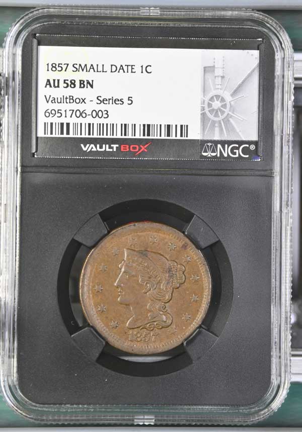 1857 Small Date Flying Eagle Cent NGC AU58BN - Series 5