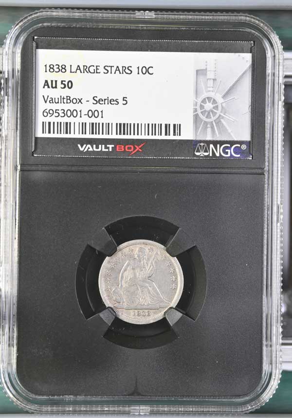 1838 Large Stars Seated Liberty Dime NGC AU50 - Series 5