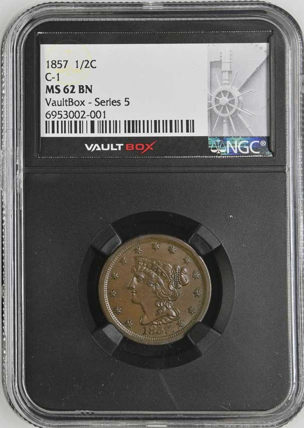 1857 C-1 Braided Hair Half Cent NGC MS62BN - Series 5