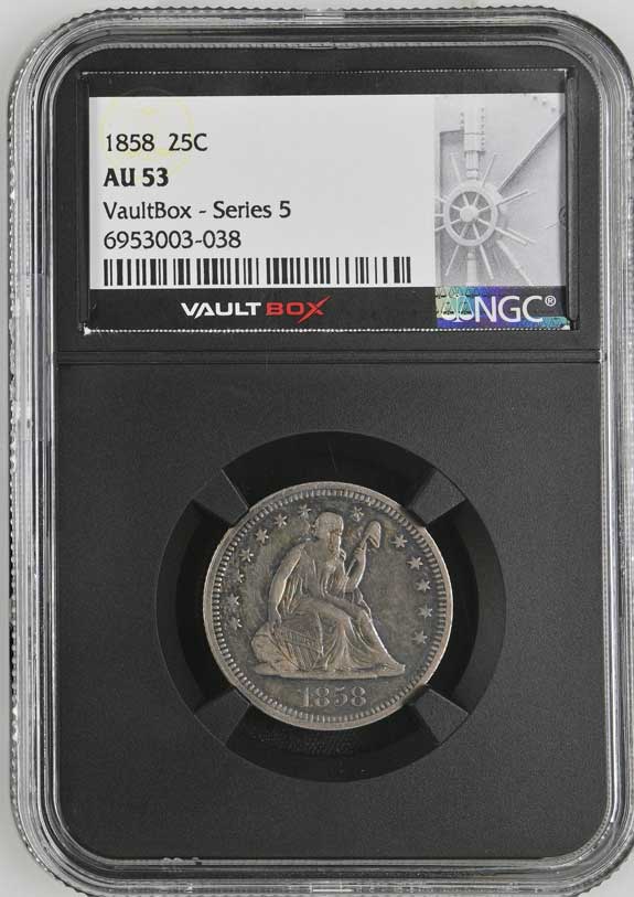 1858 Seated Liberty Quarter NGC AU53 - Series 5