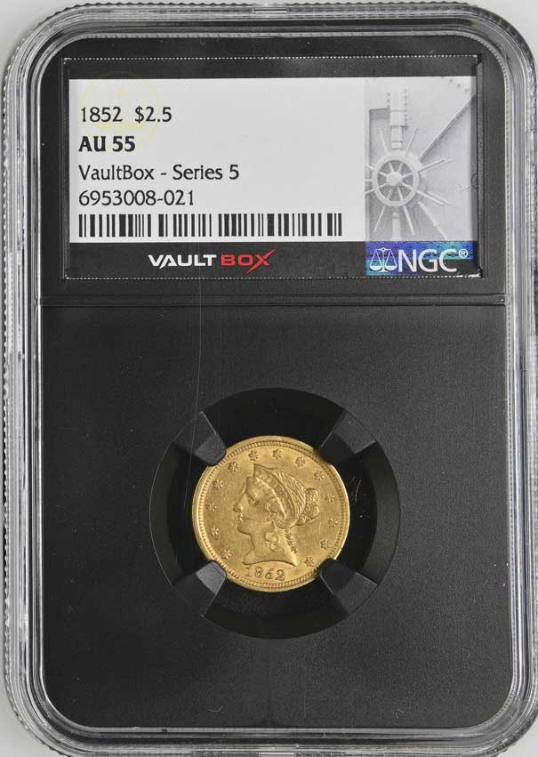 1852 $2.50 Liberty Head Quarter Eagle Gold NGC AU55 - Series 5