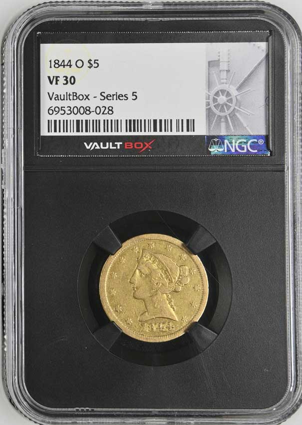 1844-O $5 Liberty Head Half Eagle Gold NGC VF30 - Series 5
