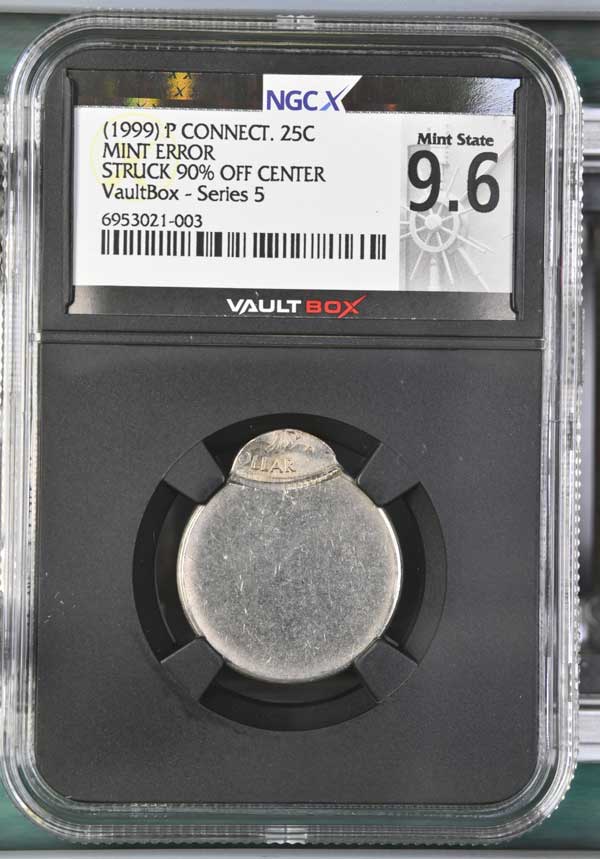 (1999) P Connecticut Struck 90% Off Center Washington Quarter NGCX Mint Error Mint State 9.6 - Series 5