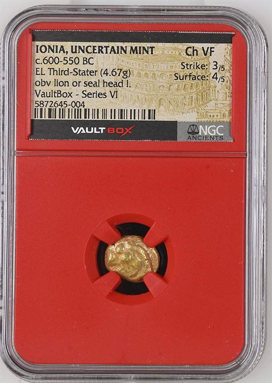 Greek c.600-550 BC Ionian Electrum EL Third-Stater NGC Ch VF - Series VI Front