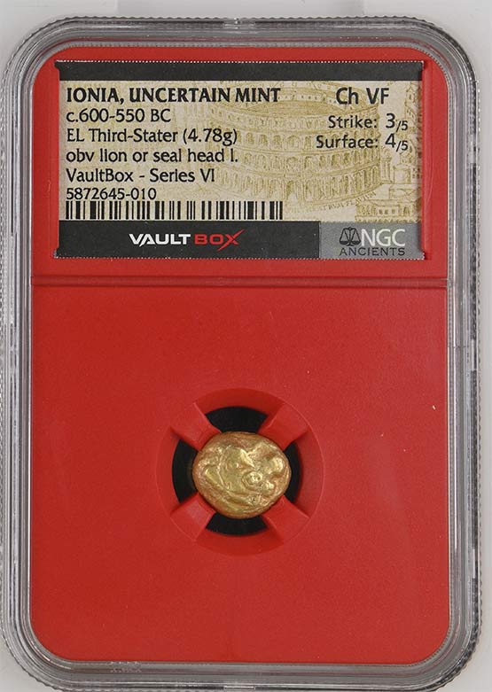 Greek c.600-550 BC Ionian Electrum EL Third-Stater NGC Ch VF - Series VI Front