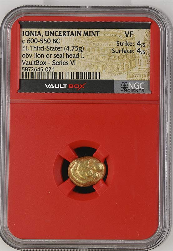 Greek c.600-550 BC Ionian Electrum EL Third-Stater NGC Ch VF - Series VI Front
