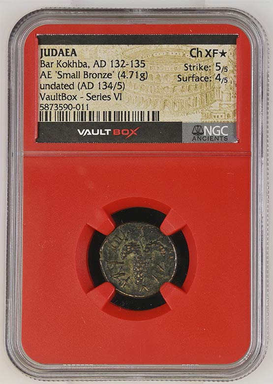 Roman AD 132-135 Judaea Bar Kohkba Small Bronze NGC Ch XF Star - Series VI Front