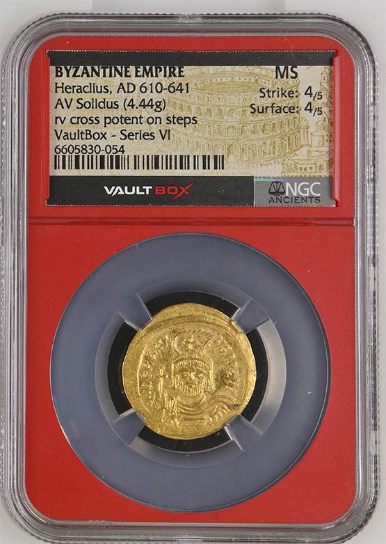 Byzantine Empire AD 610-641 Heraclius Gold Solidus NGC MS - Series VI Front
