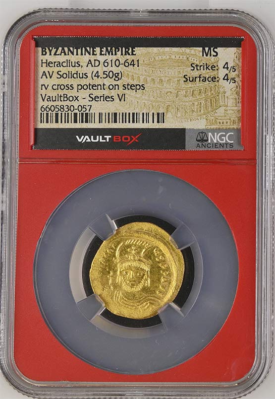 Byzantine Empire AD 610-641 Heraclius Gold Solidus NGC MS - Series VI Front