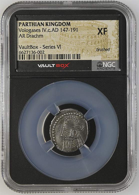Parthian Kingdom c.AD 147-191 Vologases Silver Drachm NGC XF - Series VI Front