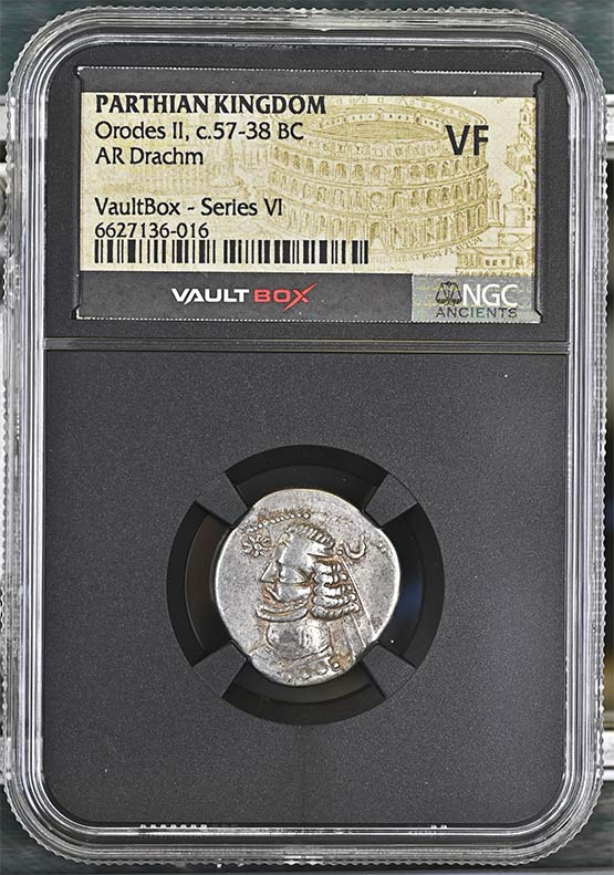 Parthian Kingdom c.57-38 BC Orodes II Silver Drachm NGC VF - Series VI Front