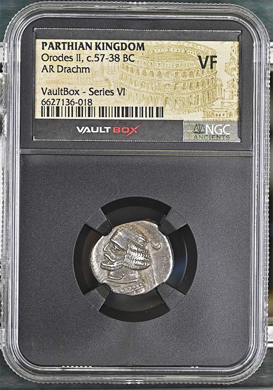 Parthian Kingdom c.57-38 BC Orodes II Silver Drachm NGC VF - Series VI Front