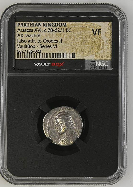 Parthian Kingdom c.78-62/1 BC Arsaces XVI Silver Drachm NGC VF - Series VI Front