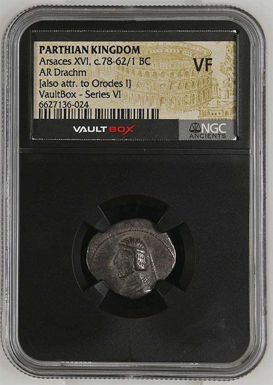 Parthian Kingdom c.78-62/1 BC Arsaces XVI Silver Drachm NGC VF - Series VI Front