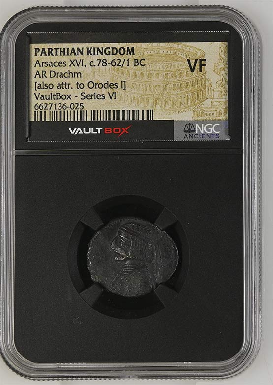 Parthian Kingdom c.78-62/1 BC Arsaces XVI Silver Drachm NGC VF - Series VI Front