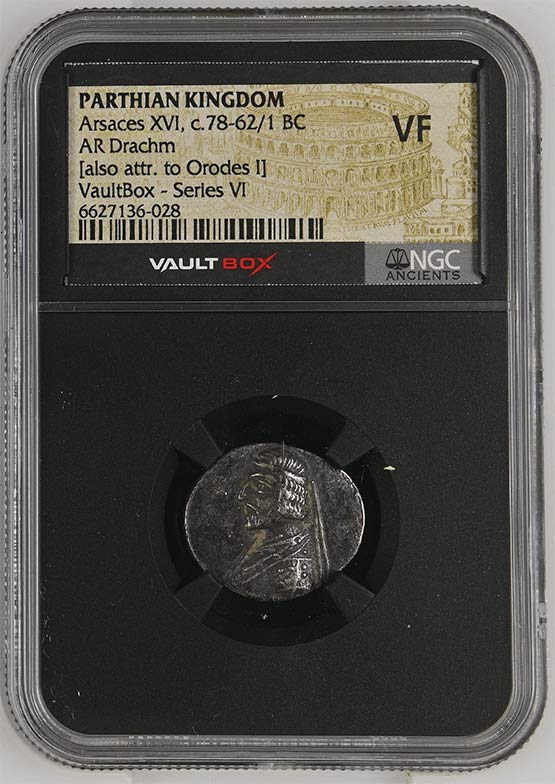 Parthian Kingdom c.78-62/1 BC Arsaces XVI Silver Drachm NGC VF - Series VI Front