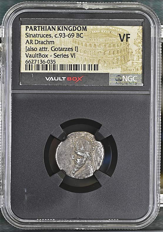 Parthian Kingdom c.93-69 BC Sinatruces Silver Drachm NGC VF - Series VI Front