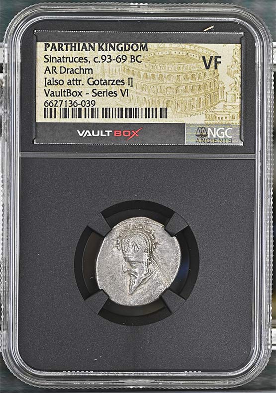 Parthian Kingdom c.93-69 BC Sinatruces Silver Drachm NGC VF - Series VI Front