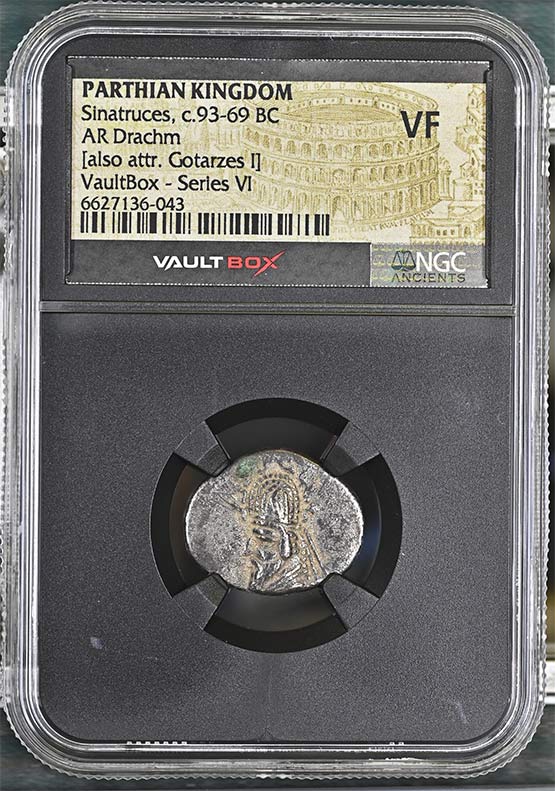 Parthian Kingdom c.93-69 BC Sinatruces Silver Drachm NGC VF - Series VI Front
