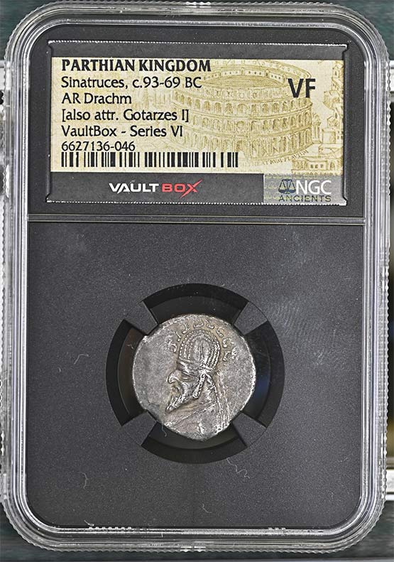 Parthian Kingdom c.93-69 BC Sinatruces Silver Drachm NGC VF - Series VI Front