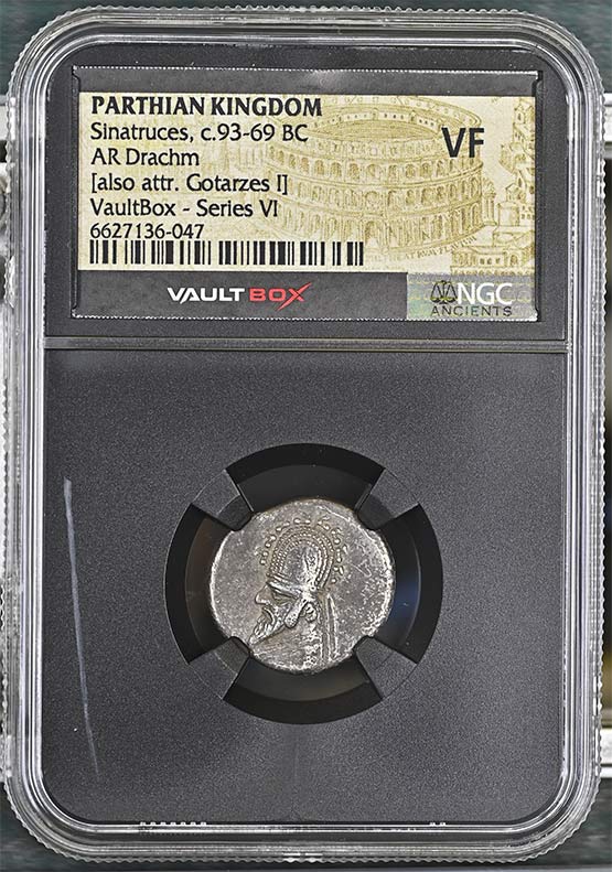 Parthian Kingdom c.93-69 BC Sinatruces Silver Drachm NGC VF - Series VI Front