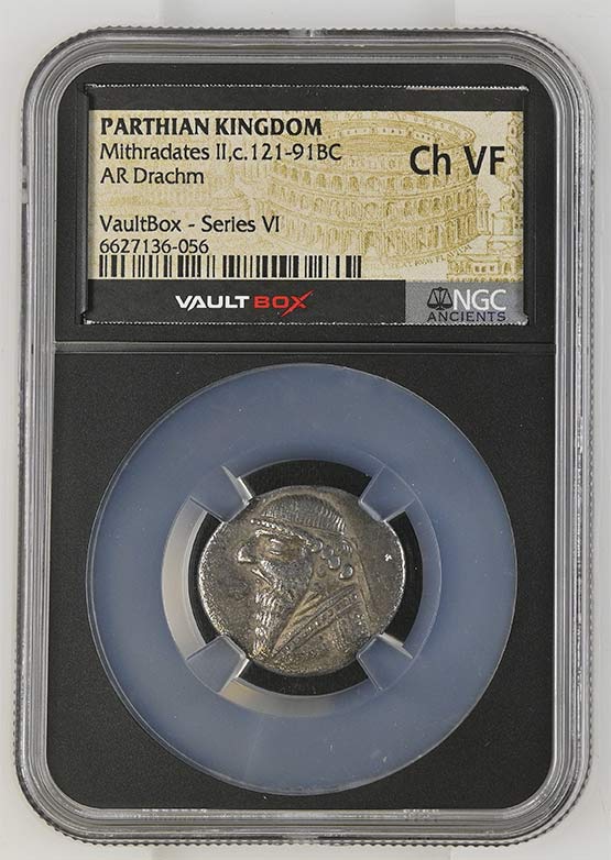 Parthian Kingdom c.121-91BC Mithradates II Silver Drachm NGC Ch VF - Series VI Front